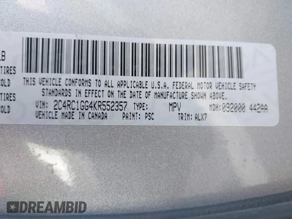 ✅ 2019 Chrysler Pacifica Limited • VIN: 2C4RC1GG4KR552357 • Lot: 43189981. Wystawiony na IAAI z przebiegiem 42 927 mil. Bezpłatny archiwum sprzedaży aukcyjnych z USA i szczegółowy raport historii pojazdu na DreamBid. Zdjęcie 9.