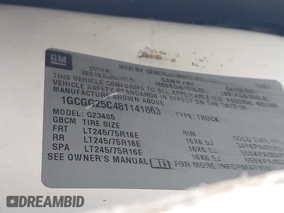 ✅ 2008 Chevrolet Express Cargo • VIN: 1GCGG25C481141863 • Лот: 42510303. Опубликован ранее на IAAI с пробегом Не указан. Бесплатный доступ к архиву аукционных продаж из США и подробный отчёт об истории автомобиля на DreamBid. Изображение 9.