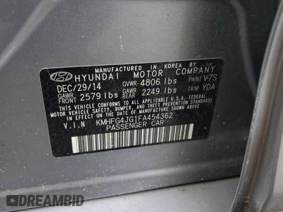 2015 Hyundai Azera z VIN KMHFG4JG1FA454362, wystawiony jako Copart lot #50897305 z przebiegiem 130 185 mil mil oraz Szkoda całkowita • Salvage title. Historia ofert i sprzedaży dostępna na DreamBid. Obrazek 12.