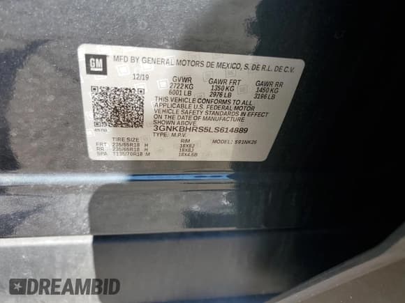 ✅ 2020 Chevrolet Blazer LT • VIN: 3GNKBHRS5LS614889 • Lot: 85864315. Listed on Copart with 97,639 mi. Free auction sales archive from the USA and detailed vehicle history report at DreamBid. Image 13.