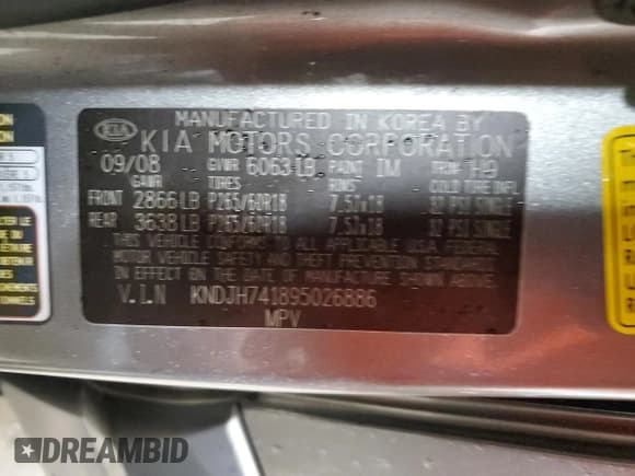 ✅ 2009 Kia Borrego EX • VIN: KNDJH741895026886 • Lot: 80742294. Wystawiony na Copart z przebiegiem 185 487 mil. Bezpłatny archiwum sprzedaży aukcyjnych z USA i szczegółowy raport historii pojazdu na DreamBid. Zdjęcie 13.