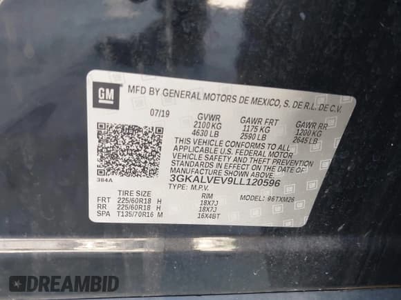 ✅ 2020 GMC Terrain SLT • VIN: 3GKALVEV9LL120596 • Lot: 43499481. Wystawiony na IAAI z przebiegiem 123 070 mil. Bezpłatny archiwum sprzedaży aukcyjnych z USA i szczegółowy raport historii pojazdu na DreamBid. Zdjęcie 9.