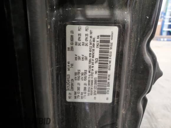 2001 Dodge 1500 with VIN 3B7HF13Z21G808073, listed as a Copart auction lot 82921674 with 146,505 mi miles and Clean title. Bid and sale history available at DreamBid. Image 12.
