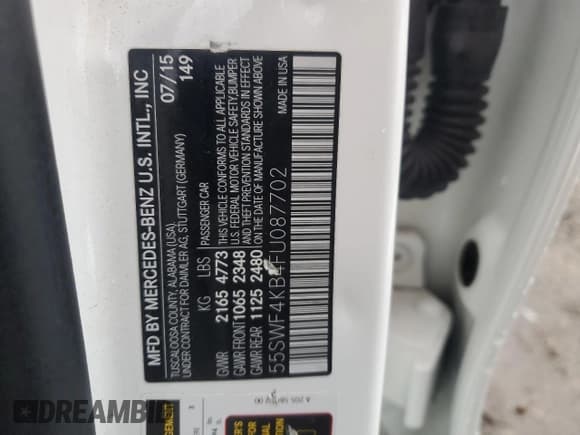 ✅ 2015 Mercedes-Benz C 300 • VIN: 55SWF4KB4FU087702 • Lot: 93246505. Wystawiony na Copart z przebiegiem 92 349 mil. Bezpłatny archiwum sprzedaży aukcyjnych z USA i szczegółowy raport historii pojazdu na DreamBid. Zdjęcie 12.