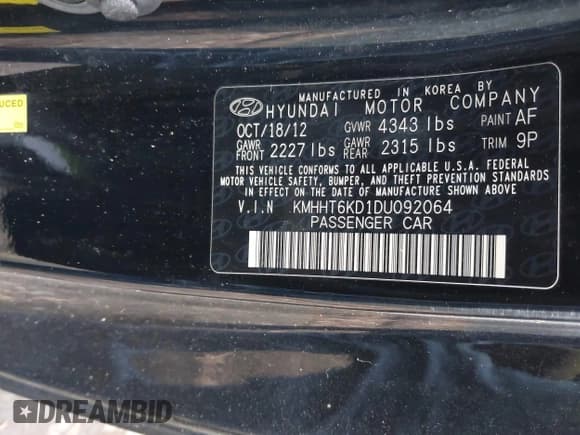 ✅ 2013 Hyundai Genesis Coupe Premium • VIN: KMHHT6KD1DU092064 • Lot: 43624694. Wystawiony na IAAI z przebiegiem 95 779 mil. Bezpłatny archiwum sprzedaży aukcyjnych z USA i szczegółowy raport historii pojazdu na DreamBid. Zdjęcie 9.