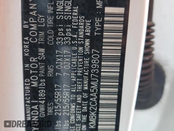 ✅ 2021 Hyundai Kona SEL • VIN: KM8K2CAA5MU739807 • Лот: 62186264. Опубликован ранее на Copart с пробегом 50 395 миль. Бесплатный доступ к архиву аукционных продаж из США и подробный отчёт об истории автомобиля на DreamBid. Изображение 13.