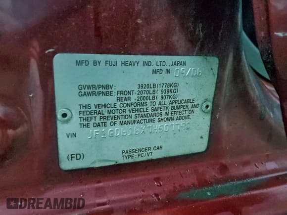 ✅ 2007 Subaru Impreza i Special • VIN: JF1GD616X7H507790 • Lot: 95322065. Wystawiony na Copart z przebiegiem 113 578 mil. Bezpłatny archiwum sprzedaży aukcyjnych z USA i szczegółowy raport historii pojazdu na DreamBid. Zdjęcie 12.