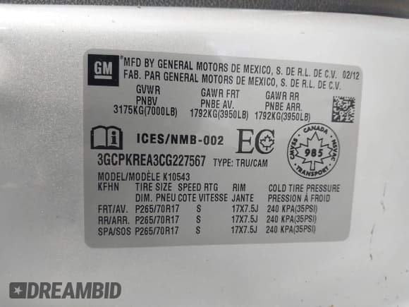 ✅ 2012 Chevrolet Silverado 1500 LS • VIN: 3GCPKREA3CG227567 • Lot: 42866766. Listed on IAAI with 116,325 mi. Free auction sales archive from the USA and detailed vehicle history report at DreamBid. Image 9.