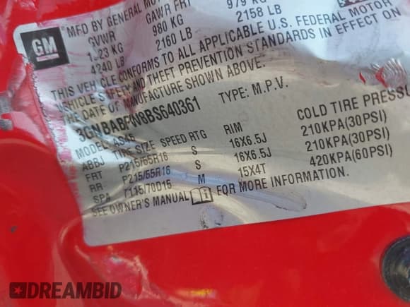 ✅ 2011 Chevrolet HHR 1LT • VIN: 3GNBABFW8BS640361 • Лот: 43158580. Опубликован ранее на IAAI с пробегом Не указан. Бесплатный доступ к архиву аукционных продаж из США и подробный отчёт об истории автомобиля на DreamBid. Изображение 9.