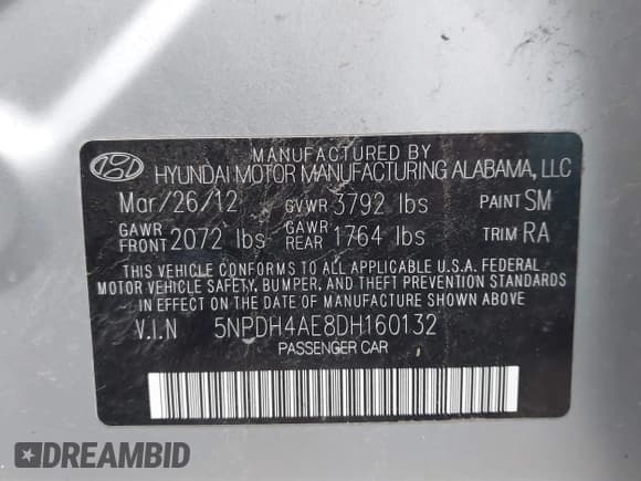 ✅ 2013 Hyundai Elantra Limited • VIN: 5NPDH4AE8DH160132 • Лот: 43539724. Опубликован ранее на IAAI с пробегом 199 165 миль. Бесплатный доступ к архиву аукционных продаж из США и подробный отчёт об истории автомобиля на DreamBid. Изображение 9.