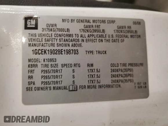 ✅ 2008 Chevrolet Silverado 1500 1LT • VIN: 1GCEK19028E198703 • Lot: 81805905. Listed on Copart with 245,214 mi. Free auction sales archive from the USA and detailed vehicle history report at DreamBid. Image 12.