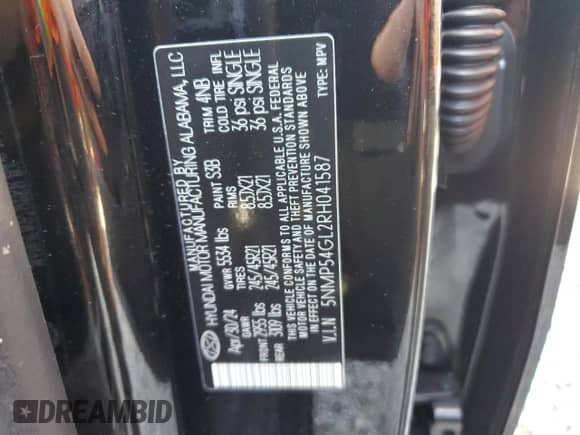 2024 Hyundai Santa Fe Calligraphy с VIN 5NMP54GL2RH041587, выставлен на аукционе Copart как лот 44824095 с пробегом 9 894 миль миль и На запчасти • Non repairable. История ставок и продаж доступна на DreamBid. Изображение 14.