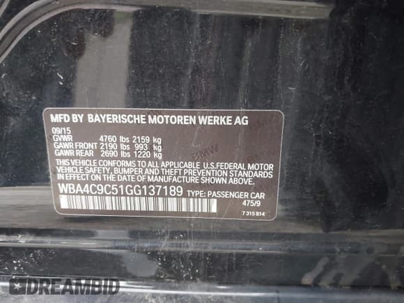 ✅ 2016 BMW 4 Series 428i xDrive • VIN: WBA4C9C51GG137189 • Lot: 42564475. Listed on IAAI with 93,069 mi. Free auction sales archive from the USA and detailed vehicle history report at DreamBid. Image 9.