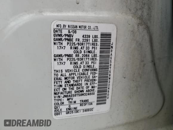 ✅ 2009 Nissan Rogue SL • VIN: JN8AS58T59W324800 • Лот: 87099525. Опубликован ранее на Copart с пробегом 214 749 миль. Бесплатный доступ к архиву аукционных продаж из США и подробный отчёт об истории автомобиля на DreamBid. Изображение 14.