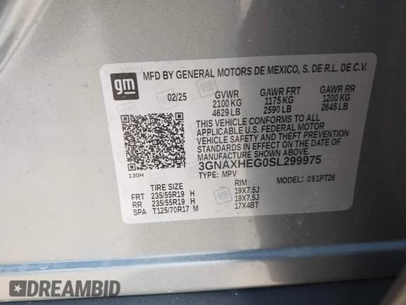 2025 Chevrolet Equinox FWD LT z VIN 3GNAXHEG0SL299975, wystawiony jako IAAI lot #42050836 z przebiegiem 1 129 mil mil oraz . Historia ofert i sprzedaży dostępna na DreamBid. Obrazek 9.