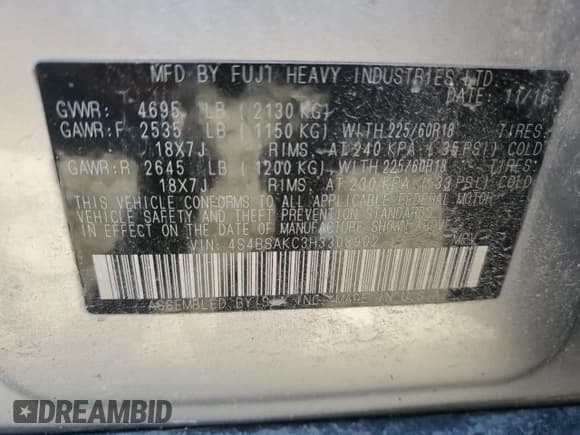 ✅ 2017 Subaru Outback Limited • VIN: 4S4BSAKC3H3308902 • Лот: 90551395. Опубликован ранее на Copart с пробегом 231 469 миль. Бесплатный доступ к архиву аукционных продаж из США и подробный отчёт об истории автомобиля на DreamBid. Изображение 13.