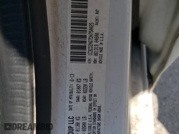 ✅ 2013 Dodge Avenger SE V6 • VIN: 1C3CDZAG7DN750025 • Lot: 68623944. Wystawiony na Copart z przebiegiem 207 512 mil. Bezpłatny archiwum sprzedaży aukcyjnych z USA i szczegółowy raport historii pojazdu na DreamBid. Zdjęcie 13.