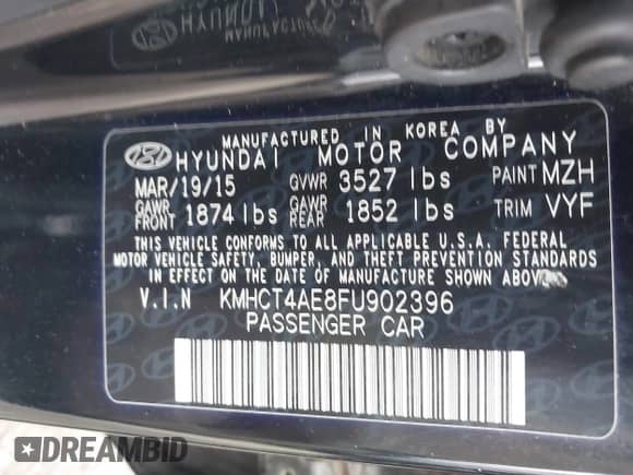 ✅ 2015 Hyundai Accent GLS • VIN: KMHCT4AE8FU902396 • Lot: 43523801. Listed on IAAI with 126,662 mi miles. Access the free auction sales archive from the USA and view a detailed vehicle history report at DreamBid. Image 9.