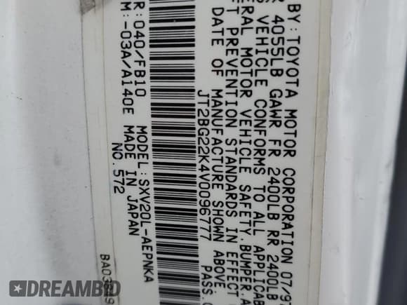 ✅ 1997 Toyota Camry LE • VIN: JT2BG22K4V0096777 • Lot: 82445075. Wystawiony na Copart z przebiegiem 166 228 mil. Bezpłatny archiwum sprzedaży aukcyjnych z USA i szczegółowy raport historii pojazdu na DreamBid. Zdjęcie 12.