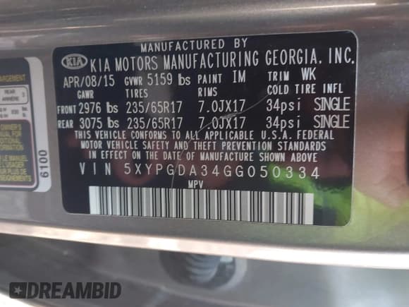 ✅ 2016 Kia Sorento LX • VIN: 5XYPGDA34GG050334 • Lot: 43830956. Listed on IAAI with 95,086 mi. Free auction sales archive from the USA and detailed vehicle history report at DreamBid. Image 9.