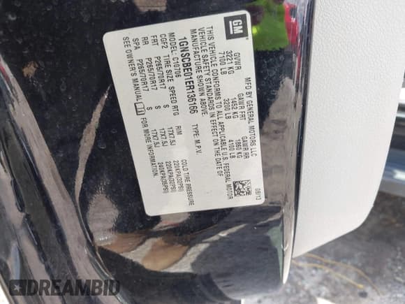 ✅ 2014 Chevrolet Tahoe LT • VIN: 1GNSCBE01ER136166 • Lot: 42819364. Listed on IAAI with 178,591 mi. Free auction sales archive from the USA and detailed vehicle history report at DreamBid. Image 9.