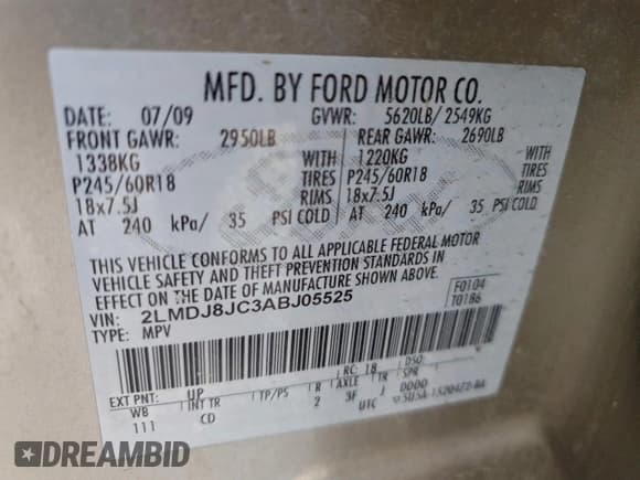 ✅ 2010 Lincoln MKX • VIN: 2LMDJ8JC3ABJ05525 • Lot: 95534955. Listed on Copart with 146,776 mi. Free auction sales archive from the USA and detailed vehicle history report at DreamBid. Image 14.