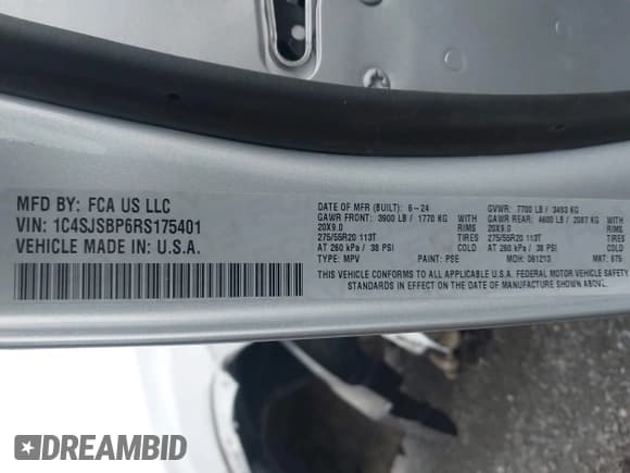 ✅ 2024 Jeep Wagoneer Series II • VIN: 1C4SJSBP6RS175401 • Lot: 43881937. Listed on IAAI with 32,601 mi. Free auction sales archive from the USA and detailed vehicle history report at DreamBid. Image 9.