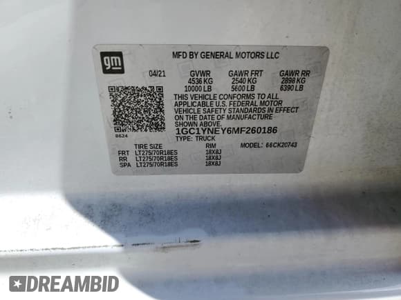 ✅ 2021 Chevrolet Silverado 2500HD LT • VIN: 1GC1YNEY6MF260186 • Lot: 53331205. Wystawiony na Copart z przebiegiem 91 479 mil. Bezpłatny archiwum sprzedaży aukcyjnych z USA i szczegółowy raport historii pojazdu na DreamBid. Zdjęcie 12.