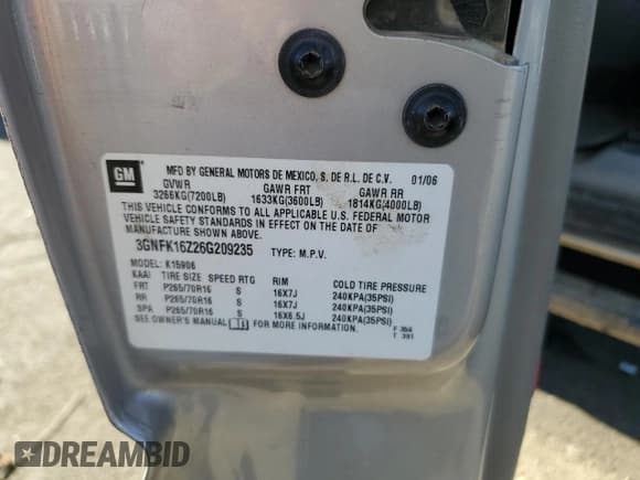 ✅ 2006 Chevrolet Suburban Z71 • VIN: 3GNFK16Z26G209235 • Лот: 84952604. Опубликован ранее на Copart с пробегом 186 149 миль. Бесплатный доступ к архиву аукционных продаж из США и подробный отчёт об истории автомобиля на DreamBid. Изображение 13.