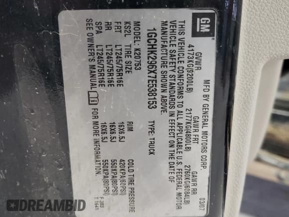 ✅ 2007 Chevrolet Silverado 2500HD 2LT • VIN: 1GCHK296X7E538153 • Lot: 81728954. Listed on Copart with 229,200 mi. Free auction sales archive from the USA and detailed vehicle history report at DreamBid. Image 14.