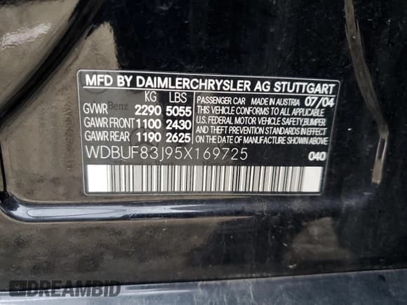 ✅ 2005 Mercedes-Benz E 500 • VIN: WDBUF83J95X169725 • Lot: 54718845. Wystawiony na Copart z przebiegiem 197 224 mil. Bezpłatny archiwum sprzedaży aukcyjnych z USA i szczegółowy raport historii pojazdu na DreamBid. Zdjęcie 12.