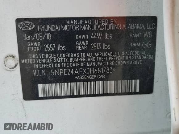 2018 Hyundai Sonata SE z VIN 5NPE24AFXJH681783, wystawiony jako Copart lot #85820885 z przebiegiem 103 330 mil mil oraz Szkoda całkowita • Salvage title. Historia ofert i sprzedaży dostępna na DreamBid. Obrazek 12.