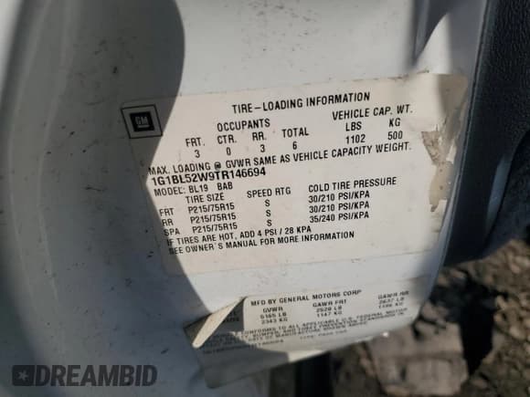 ✅ 1996 Chevrolet Caprice 1SA Special Value • VIN: 1G1BL52W9TR146694 • Лот: 93720135. Опубликован ранее на Copart с пробегом 157 540 миль. Бесплатный доступ к архиву аукционных продаж из США и подробный отчёт об истории автомобиля на DreamBid. Изображение 12.