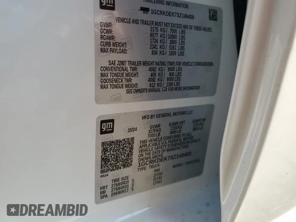 ✅ 2025 Chevrolet Silverado 1500 • VIN: 1GCRKDEK7SZ149409 • Лот: 67103035. Опубликован ранее на Copart с пробегом 2 060 миль. Бесплатный доступ к архиву аукционных продаж из США и подробный отчёт об истории автомобиля на DreamBid. Изображение 13.