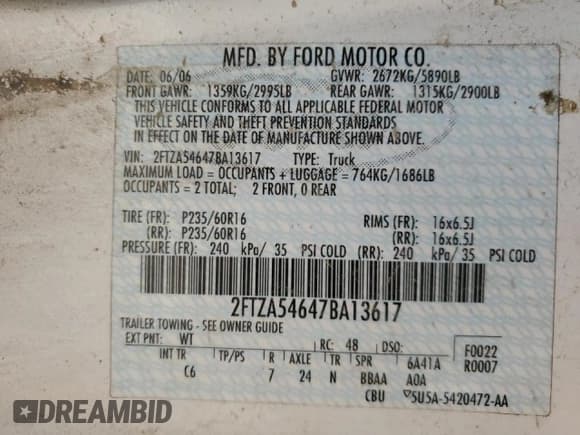 ✅ 2007 Ford Freestar Cargo • VIN: 2FTZA54647BA13617 • Лот: 52545745. Опубликован ранее на Copart с пробегом Не указан. Бесплатный доступ к архиву аукционных продаж из США и подробный отчёт об истории автомобиля на DreamBid. Изображение 13.