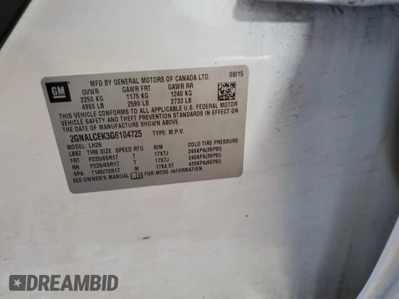 ✅ 2016 Chevrolet Equinox LT • VIN: 2GNALCEK3G6104725 • Лот: 84569045. Опубликован ранее на Copart с пробегом 181 614 миль. Бесплатный доступ к архиву аукционных продаж из США и подробный отчёт об истории автомобиля на DreamBid. Изображение 13.