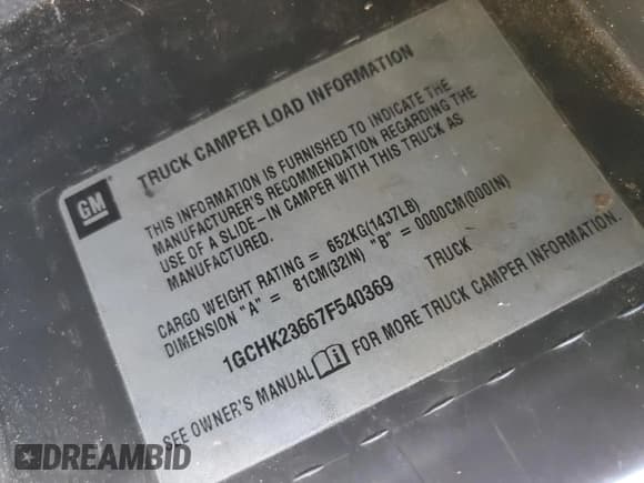 ✅ 2007 Chevrolet Silverado 2500HD 2LT • VIN: 1GCHK23667F540369 • Лот: 65049255. Опубликован ранее на Copart с пробегом 278 875 миль. Бесплатный доступ к архиву аукционных продаж из США и подробный отчёт об истории автомобиля на DreamBid. Изображение 12.