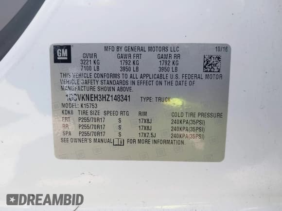 ✅ 2017 Chevrolet Silverado 1500 Work Truck • VIN: 1GCVKNEH3HZ148341 • Lot: 41907042. Wystawiony na IAAI z przebiegiem 180 050 mil. Bezpłatny archiwum sprzedaży aukcyjnych z USA i szczegółowy raport historii pojazdu na DreamBid. Zdjęcie 9.