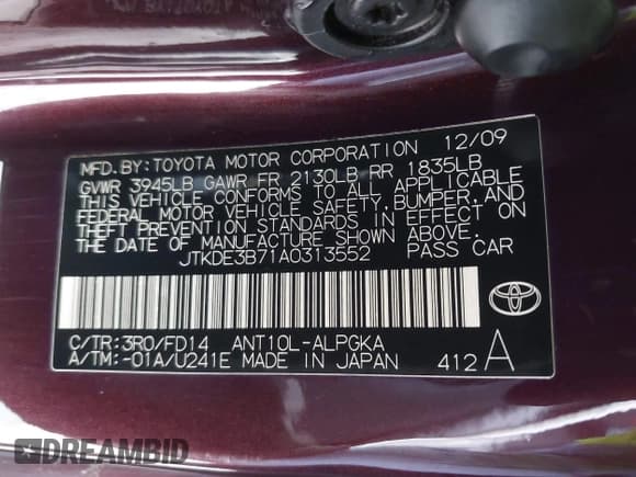 ✅ 2010 Scion tC • VIN: JTKDE3B71A0313552 • Lot: 42729587. Wystawiony na IAAI z przebiegiem 194 064 mil. Bezpłatny archiwum sprzedaży aukcyjnych z USA i szczegółowy raport historii pojazdu na DreamBid. Zdjęcie 9.