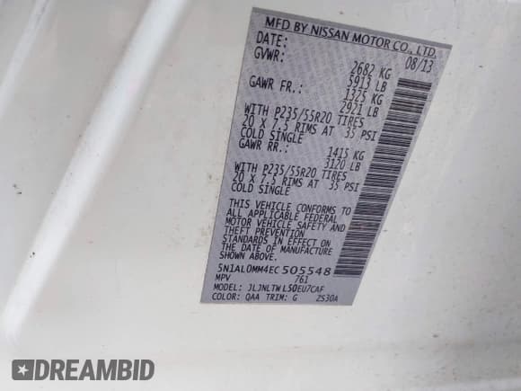 ✅ 2014 Infiniti QX60 • VIN: 5N1AL0MM4EC505548 • Lot: 43675643. Wystawiony na IAAI z przebiegiem 159 360 mil. Bezpłatny archiwum sprzedaży aukcyjnych z USA i szczegółowy raport historii pojazdu na DreamBid. Zdjęcie 9.