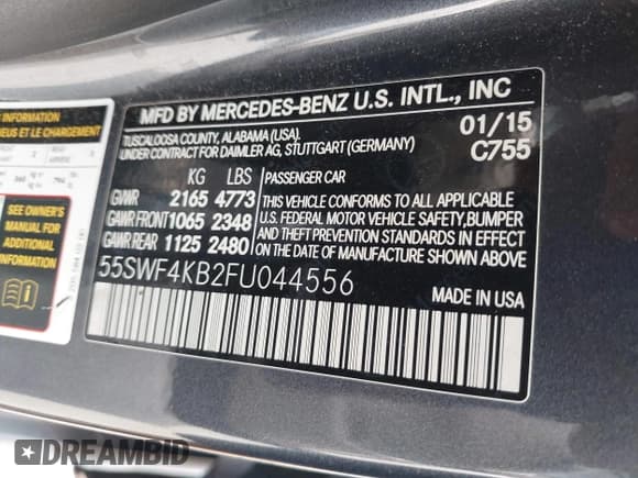 ✅ 2015 Mercedes-Benz C 300 Luxury • VIN: 55SWF4KB2FU044556 • Лот: 42449363. Опубликован ранее на IAAI с пробегом 87 191 миль. Бесплатный доступ к архиву аукционных продаж из США и подробный отчёт об истории автомобиля на DreamBid. Изображение 9.