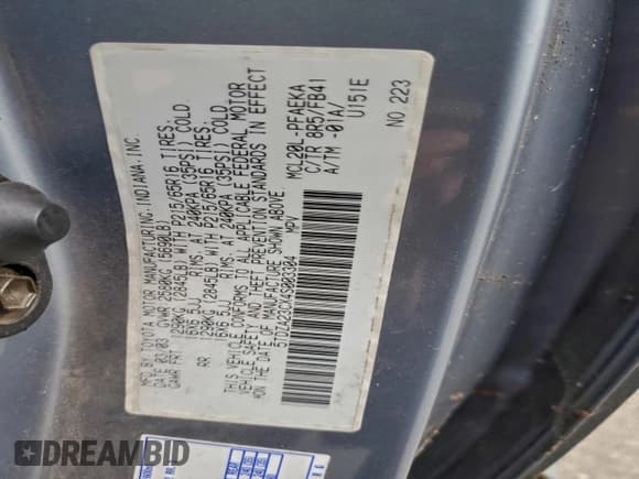 ✅ 2004 Toyota Sienna CE • VIN: 5TDZA23CX4S003304 • Lot: 95069755. Listed on Copart with 196,092 mi. Free auction sales archive from the USA and detailed vehicle history report at DreamBid. Image 13.