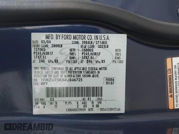 ✅ 2004 Ford Explorer XLT • VIN: 1FMZU73KX4UB46725 • Lot: 41670086. Wystawiony na IAAI z przebiegiem 119 508 mil. Bezpłatny archiwum sprzedaży aukcyjnych z USA i szczegółowy raport historii pojazdu na DreamBid. Zdjęcie 9.
