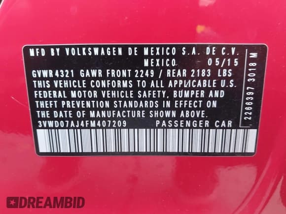 ✅ 2015 Volkswagen Jetta SE • VIN: 3VWD07AJ4FM407209 • Lot: 42262291. Wystawiony na IAAI z przebiegiem 125 207 mil. Bezpłatny archiwum sprzedaży aukcyjnych z USA i szczegółowy raport historii pojazdu na DreamBid. Zdjęcie 9.