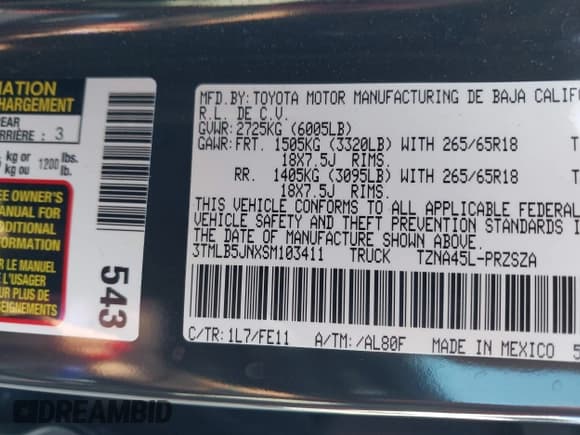 ✅ 2025 Toyota Tacoma SR • VIN: 3TMLB5JNXSM103411 • Лот: 42963505. Опубликован ранее на IAAI с пробегом 9 330 миль. Бесплатный доступ к архиву аукционных продаж из США и подробный отчёт об истории автомобиля на DreamBid. Изображение 9.