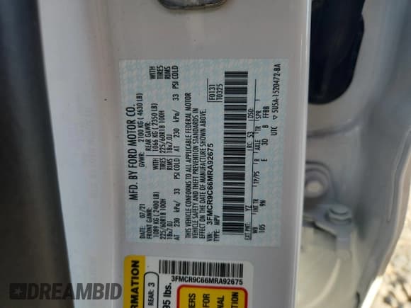 ✅ 2021 Ford Bronco Sport Outer Banks • VIN: 3FMCR9C66MRA92675 • Lot: 82110535. Listed on Copart with 45,911 mi. Free auction sales archive from the USA and detailed vehicle history report at DreamBid. Image 14.