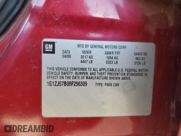 ✅ 2008 Chevrolet Malibu 2LT • VIN: 1G1ZJ57B08F256309 • Lot: 76913834. Listed on Copart with 219,197 mi. Free auction sales archive from the USA and detailed vehicle history report at DreamBid. Image 12.