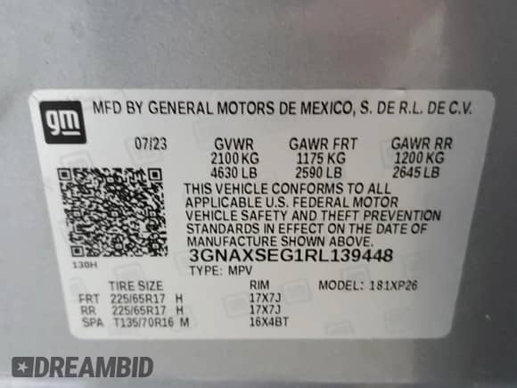 2024 Chevrolet Equinox LS с VIN 3GNAXSEG1RL139448, выставлен на аукционе Copart как лот 89662515 с пробегом 76 730 миль миль и Чистый • Clean title. История ставок и продаж доступна на DreamBid. Изображение 13.