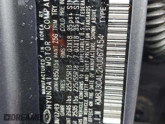 ✅ 2019 Hyundai Tucson Ultimate • VIN: KM8J3CAL2KU067454 • Лот: 90968435. Опубликован ранее на Copart с пробегом 98 840 миль. Бесплатный доступ к архиву аукционных продаж из США и подробный отчёт об истории автомобиля на DreamBid. Изображение 13.