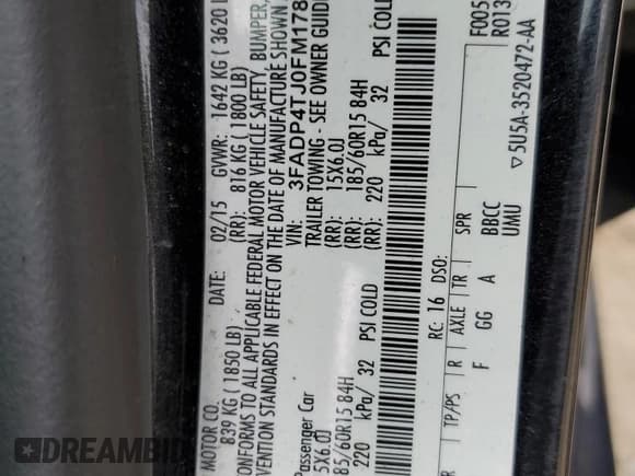 ✅ 2015 Ford Fiesta S • VIN: 3FADP4TJ0FM178334 • Lot: 81706595. Wystawiony na Copart z przebiegiem 137 540 mil. Bezpłatny archiwum sprzedaży aukcyjnych z USA i szczegółowy raport historii pojazdu na DreamBid. Zdjęcie 12.